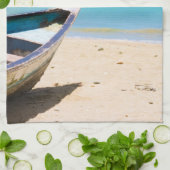 Schöner tropischer Strand mit Rowboat Geschirrtuch (Gefaltet)