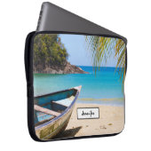 Schöner tropischer Strand mit Rowboat Laptopschutzhülle (Vorne Rechts)