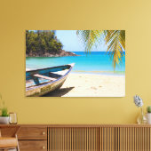 Schöner tropischer Strand mit Rowboat Leinwanddruck (Insitu (Wohnzimmer))