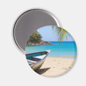 Schöner tropischer Strand mit Rowboat Magnet (Vorderseite/Rückseite)