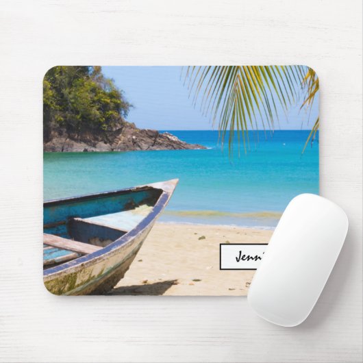 Schöner tropischer Strand mit Rowboat Mousepad (Mit Mouse)