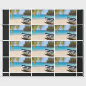Schöner tropischer Strand mit Rowboat-Muster Geschenkpapier (Flach)