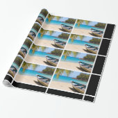 Schöner tropischer Strand mit Rowboat-Muster Geschenkpapier (Ungerollt)