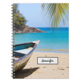 Schöner tropischer Strand mit Rowboat Notizblock (Vorderseite)