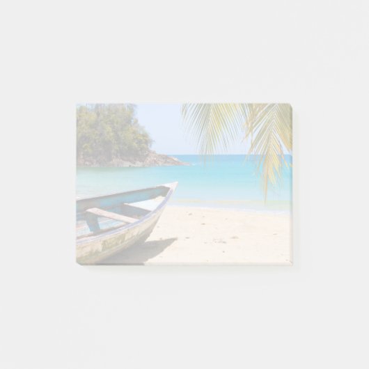Schöner tropischer Strand mit Rowboat Post-it Klebezettel (Vorderseite)