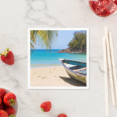 Schöner tropischer Strand mit Rowboat Serviette (Beispiel)