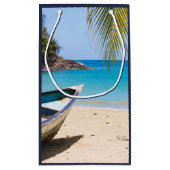 Schöner tropischer Strand mit Rowboat Vielen Dank Kleine Geschenktüte (Rückseite)