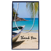 Schöner tropischer Strand mit Rowboat Vielen Dank Kleine Geschenktüte (Vorderseite)