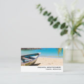 Schöner tropischer Strand mit Rowboat Visitenkarte (Stehend Vorderseite)