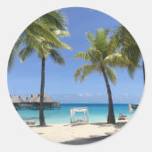 Schöner tropischer Strand Runder Aufkleber (Vorderseite)