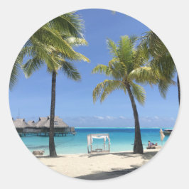 Schöner tropischer Strand Runder Aufkleber