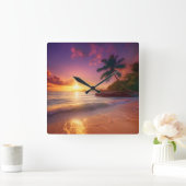Schöner tropischer Strand Sonnenuntergangs Uhr (Zuhause)