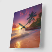 Schöner tropischer Strand Sonnenuntergangs Uhr (Winkel)