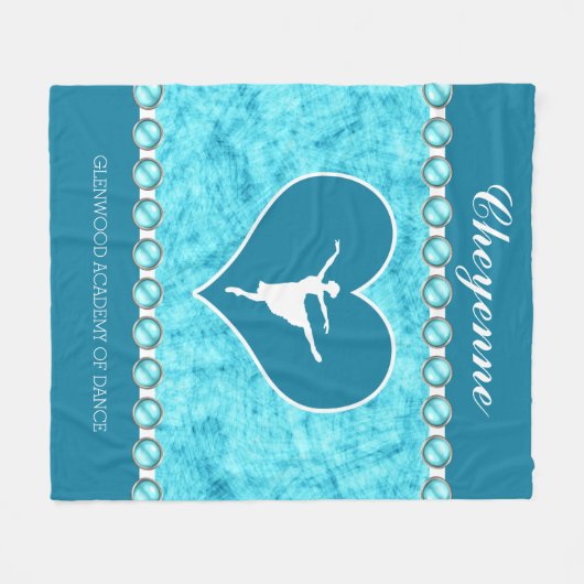 Schöner Türkis-Tänzer mit Monogramm Fleecedecke (Vorderseite (Horizontal))