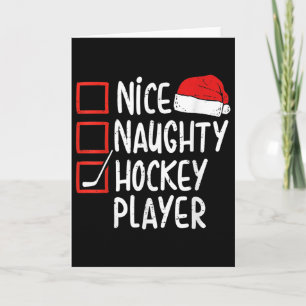 Schöner unartiger Hockeyspieler Weihnachten Lustig Karte