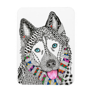 Schöner und bunter Husky-Magnet 3" x4 " Magnet