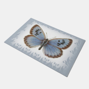 Schöner und eleganter Blauer Schmetterling Fußmatte