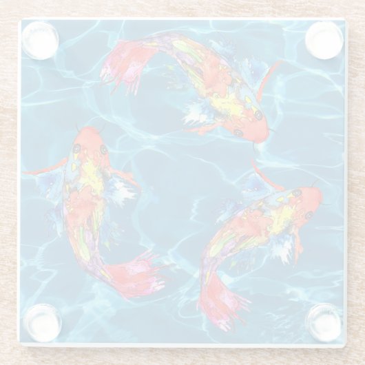 Schöner und farbenfroher Koi Fish Glass Untersetze Glasuntersetzer (Rückseite)