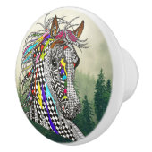 Schöner und farbenfroher Pferdeknochen und -steg Keramikknauf (Rechts)