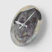 SCHÖNER UND NIEDLICHER MOPS RUNDE WANDUHR (Winkel)