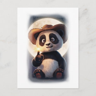 Schöner und süßer Movie Panda Charakter auf einem Feiertagspostkarte