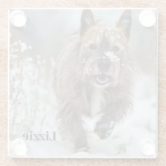 Schöner Untersetzer aus Glas. Eigenes Bild/Name hi (Rückseite)