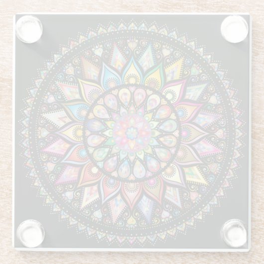 Schöner Untersetzer aus Glas. Mandala Design. (Rückseite)