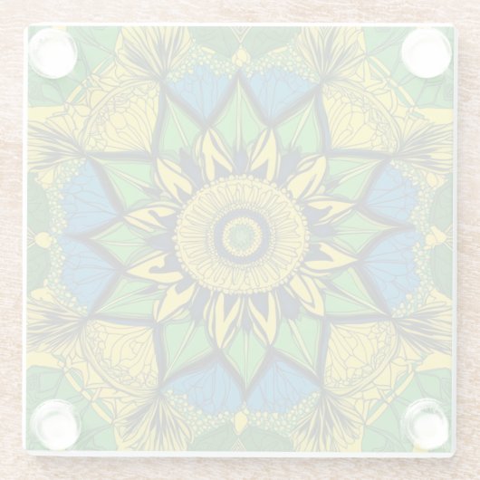 Schöner Untersetzer aus Glas. Mandala Design. (Rückseite)