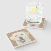 Schöner Untersetzer aus Marmor, gelbes Labrador (Seitenansicht)