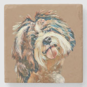 Schöner Untersetzer mit Shih Tzu Face Marble (Vorderseite)