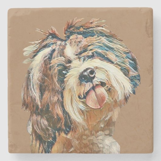 Schöner Untersetzer mit Shih Tzu Face Marble (Vorderseite)