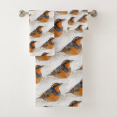 Schöner Varied Thrush am Winterschnee Badhandtuch Set (Insitu)