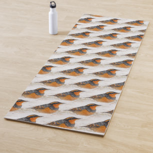 Schöner Varied Thrush am Winterschnee Yogamatte