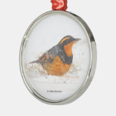 Schöner Varieté-Songbird im Schnee Silbernes Ornament (Links)