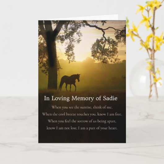 Schöner Verlust der Pferde Beileid Individuelle Na Karte (Gelbe Blume)