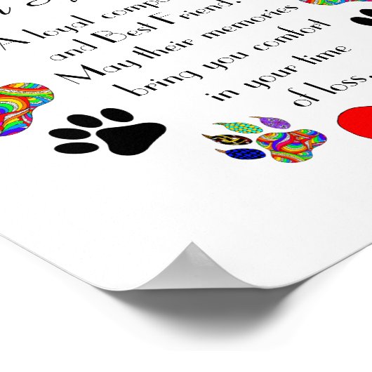 Schöner Verlust eines Beileid-Poster für Haustiere Poster (Ecke)