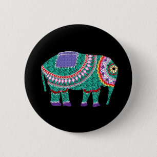 Schöner Verzierter Elefant Button