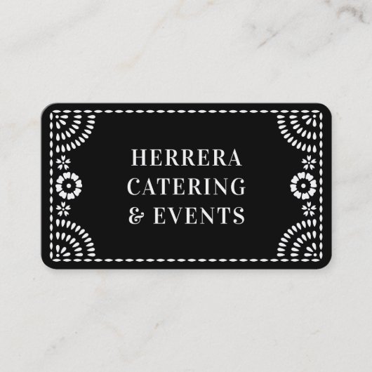 Schöner Verzierter Papel Picado Rahmen Schwarz-wei Visitenkarte (Vorderseite)