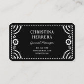 Schöner Verzierter Papel Picado Rahmen Schwarz-wei Visitenkarte (Rückseite)