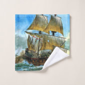 schöner vierstündiger Schiffsdruck Badhandtuch Set (Waschlappen)