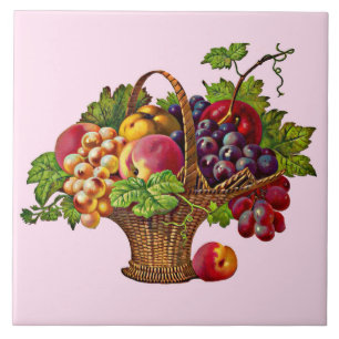 schöner Viktorianischer Obstkorbdruck Fliese