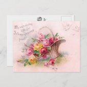 Schöner Viktorianischer Rosa- und Gelbrosenkorb Postkarte (Vorne/Hinten)