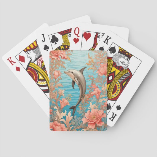Schöner Vintage-Delfin Spielkarten (Rückseite)