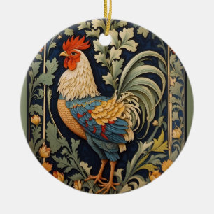 Schöner vintage Hahn, inspiriert von William Morri Keramik Ornament