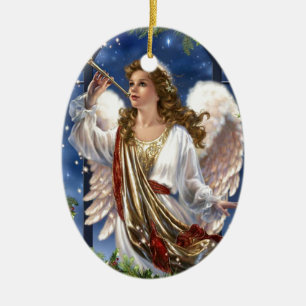 Schöner vintage Weihnachtsengel Keramik Ornament