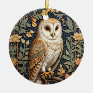 Schöner Vintager Barn Owl William Morris Inspirier Keramik Ornament