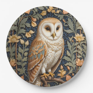 Schöner Vintager Barn Owl William Morris Inspirier Pappteller