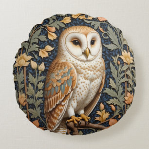Schöner Vintager Barn Owl William Morris Inspirier Rundes Kissen