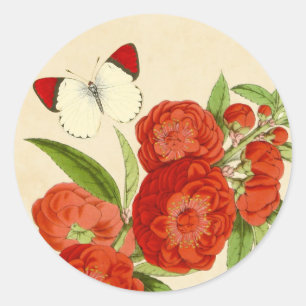 Schöner Vintager Blumenaufkleber Runder Aufkleber