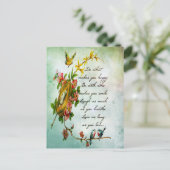 Schöner, Vintager Blumenstrauß mit Vögeln Postkarte (Stehend Vorderseite)